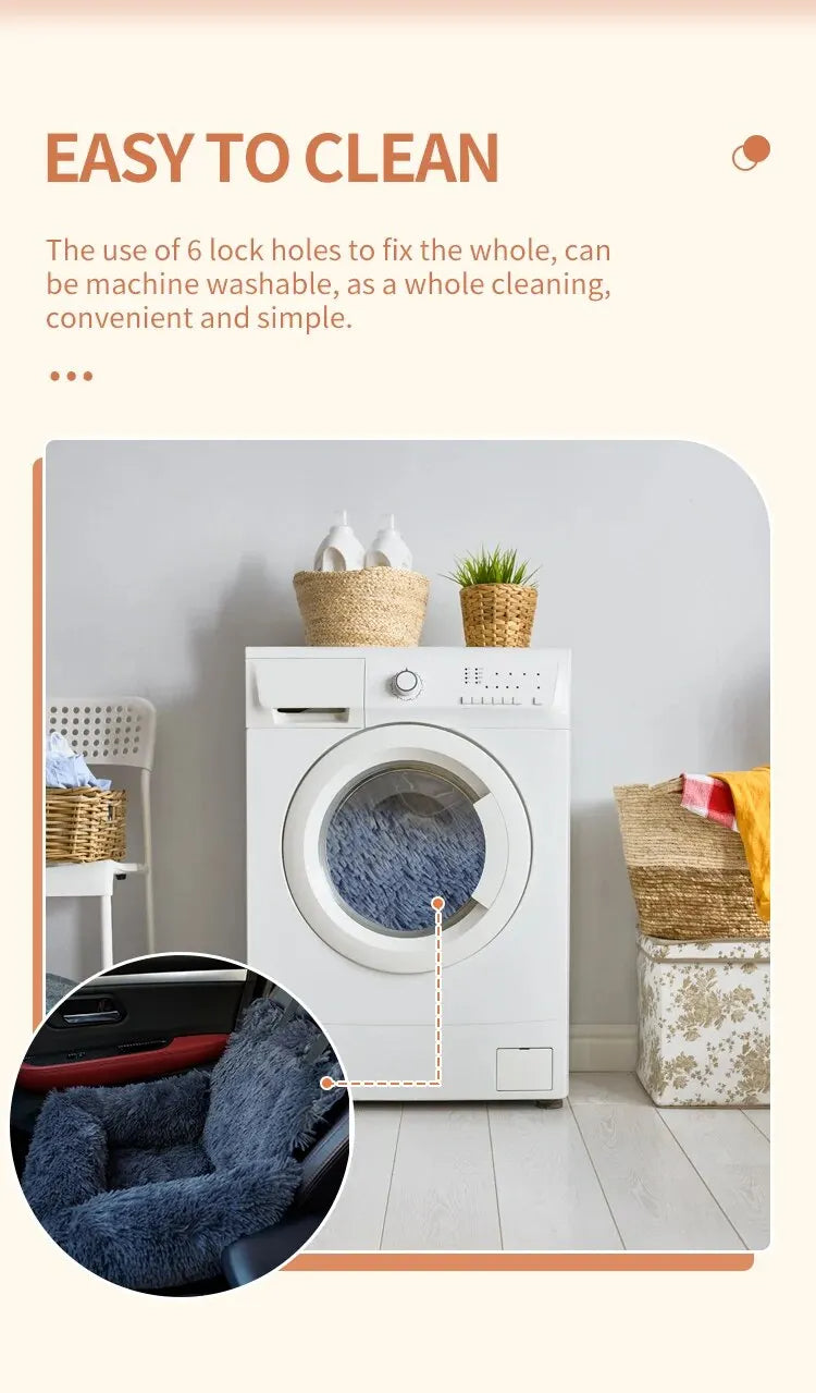 Pet Car Seat Dog Travel Multi-Functional Seat, Warm Plush Pet Booster Seat Travel Dog Car Bed with Storage Pocket and Clip-On Safety Leash Comfortable Dogs Car Seat - Delicate Leather