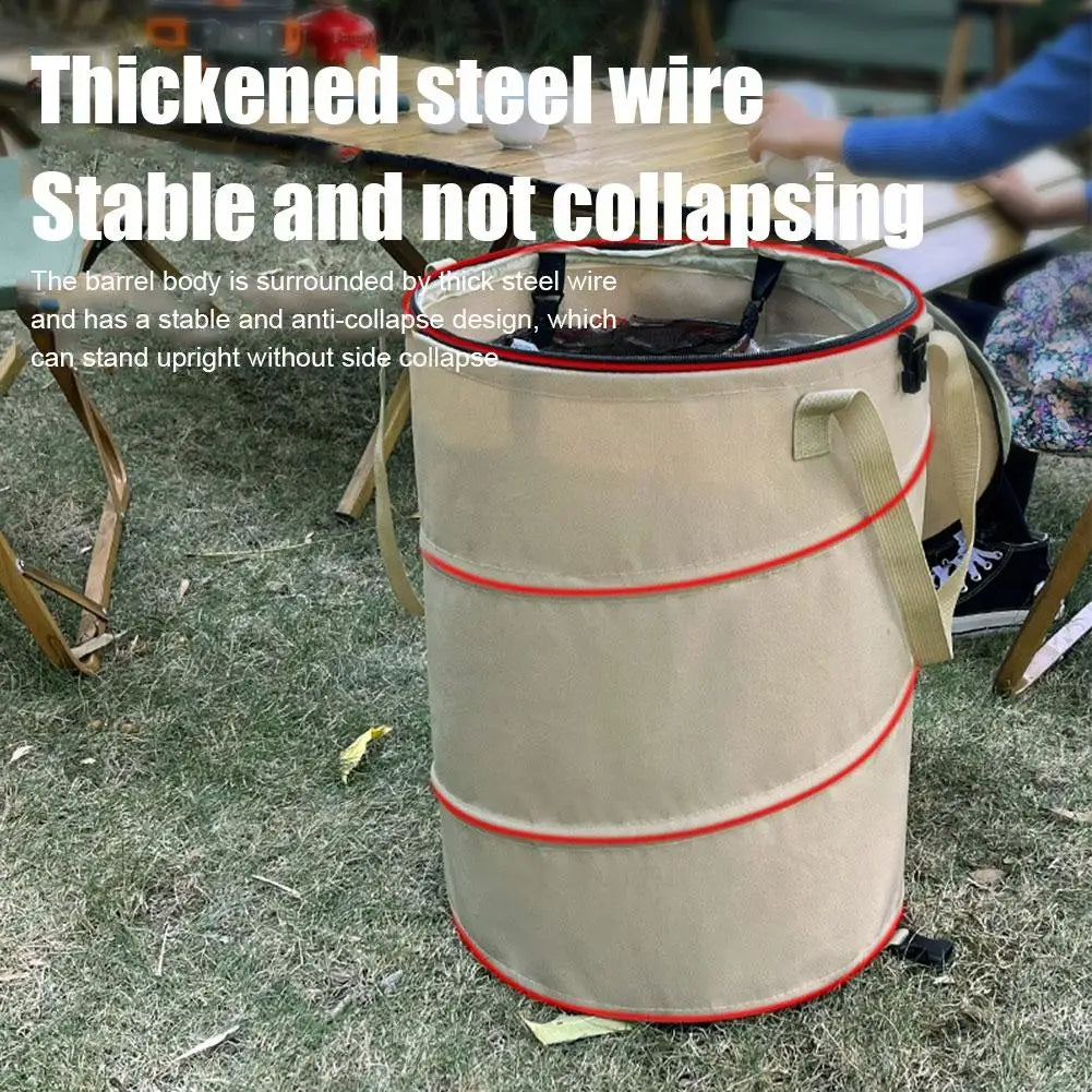 Outdoor Portable Foldable Trash Can Portable Camping Garbage Bin Home Toy Clothing Storage Yard Garden Deciduous Garbage Bag - Delicate Leather