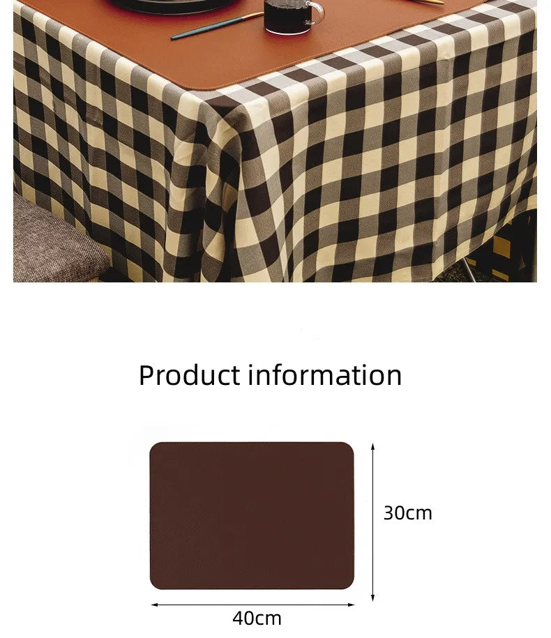 Table Mat Camping Wood Roll Table Mat PU Leather Thicken Waterproof Heat-Resistant Wooden Desk Pad For Outdoor Picnic BBQ - Delicate Leather