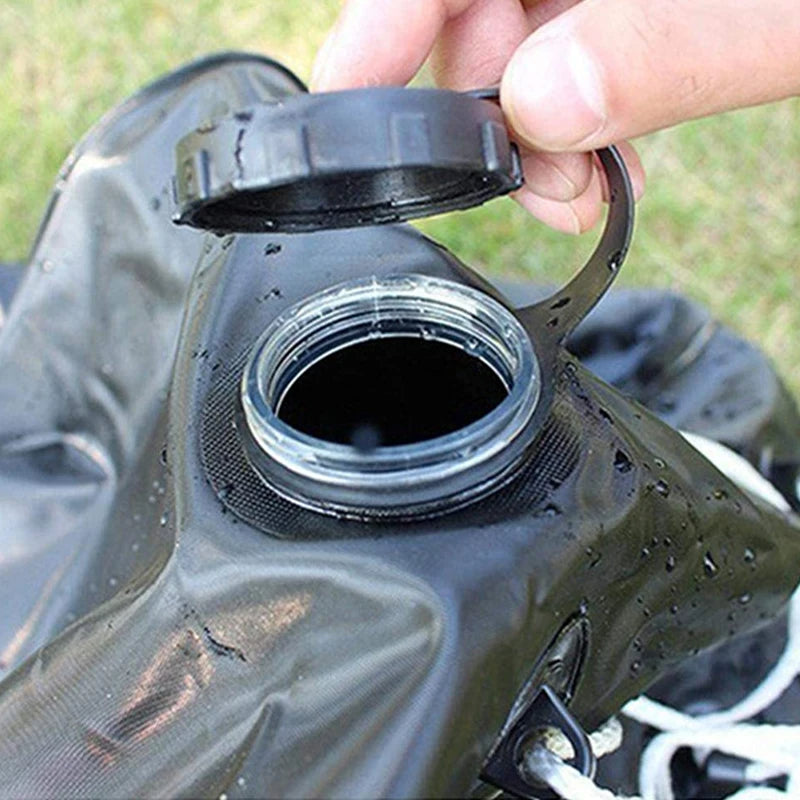 40L Solar Power Fast Heating Camping Shower Bag: Portable Water Storage Bag for Camping, Fishing, Hiking, and Bathing, Includes Shower Head for Convenient Outdoor Use - Delicate Leather