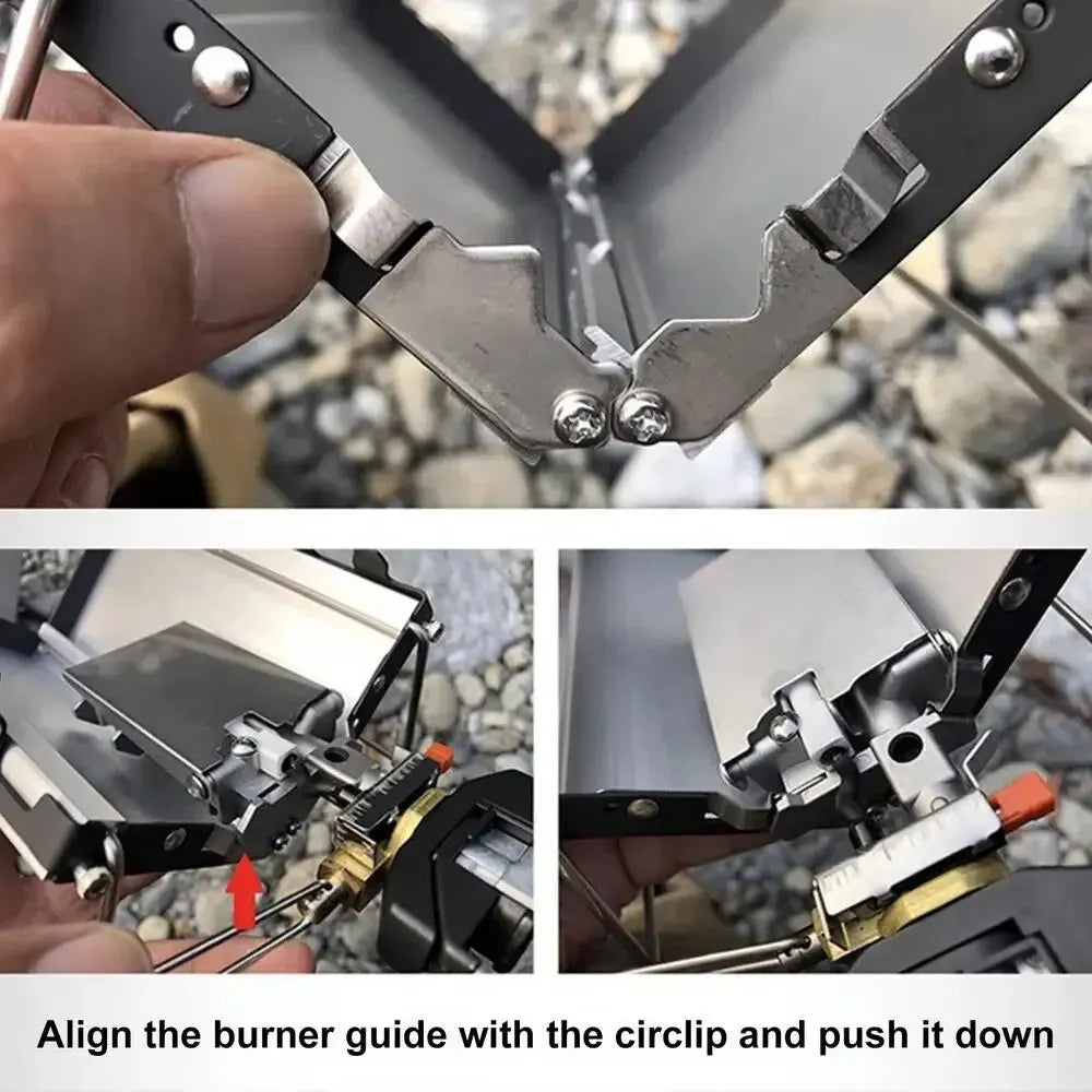 Folding Cassette Stove 2600W: Portable Outdoor Camping Gas Stove, Lightweight Picnic Travel Cooker with Windproof Design - Delicate Leather