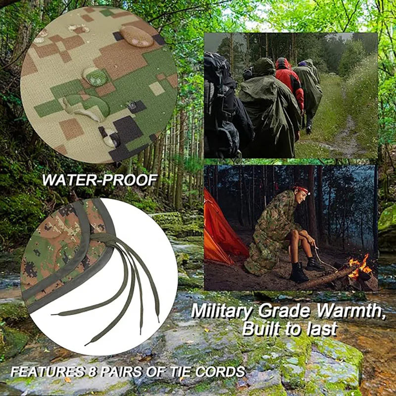 Woobie Blanket with Zipper Military Sleeping Bag with Compression Bag, Ideal for Hiking, Outdoor Survival, Camping, and Army Poncho Liner Use