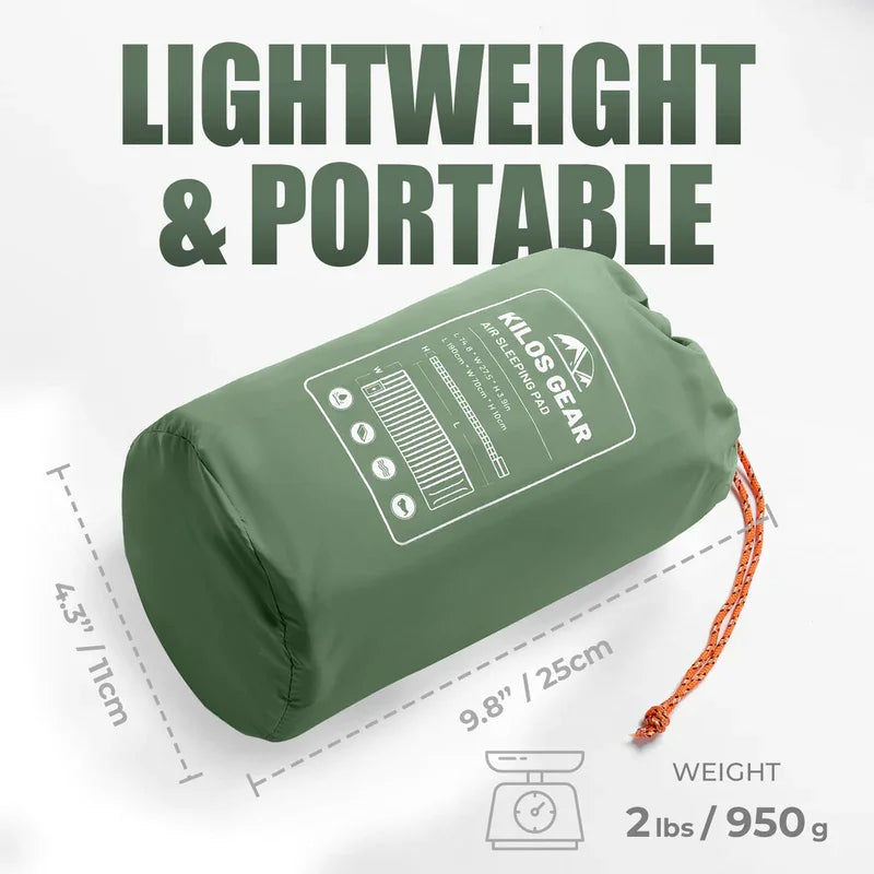 Outdoor Inflatable Air Mattress with Built-in Pillow Pump 10cm Thickness Ultralight Sleeping Pad, Splicing Mattress Ideal for Camping - Delicate Leather