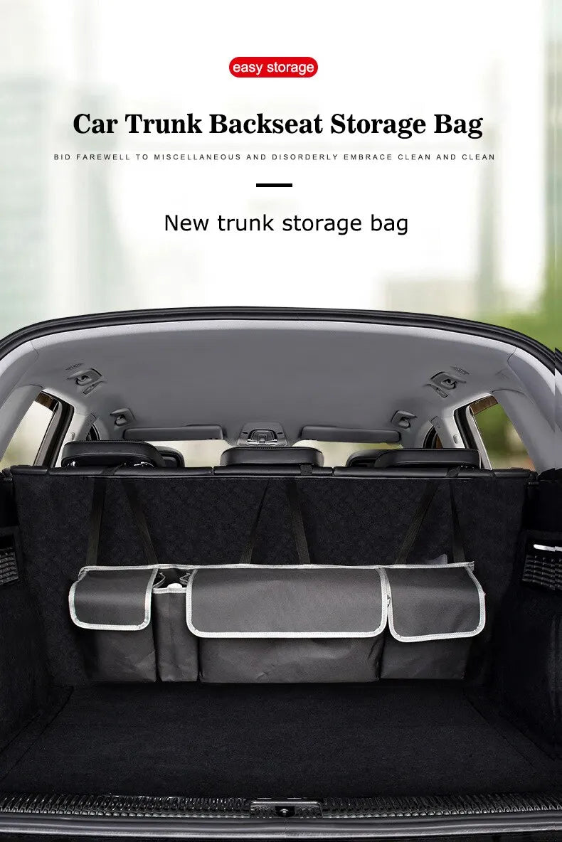 High Capacity Multi-Use Car Trunk Organizer: Oxford Backseat Storage Bag for Automobile Interior - Delicate Leather