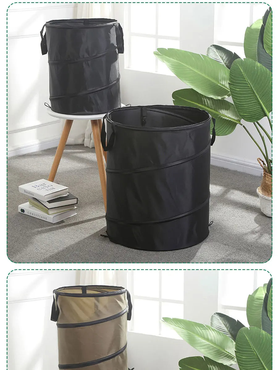 1pc Pop-up Trash Can, Collapsible Car Garbage Can, Car Trash Bag with Elastic Band Hanging, Car Waste Basket with Velcro