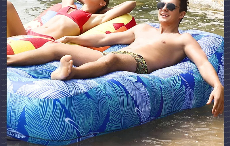 Portable Camping Inflatable Sofa Air Lounger for Outdoor Relaxation, Waterproof and Floating Design Ideal for Beach Lounging and Lazy Days Outdoors - Delicate Leather