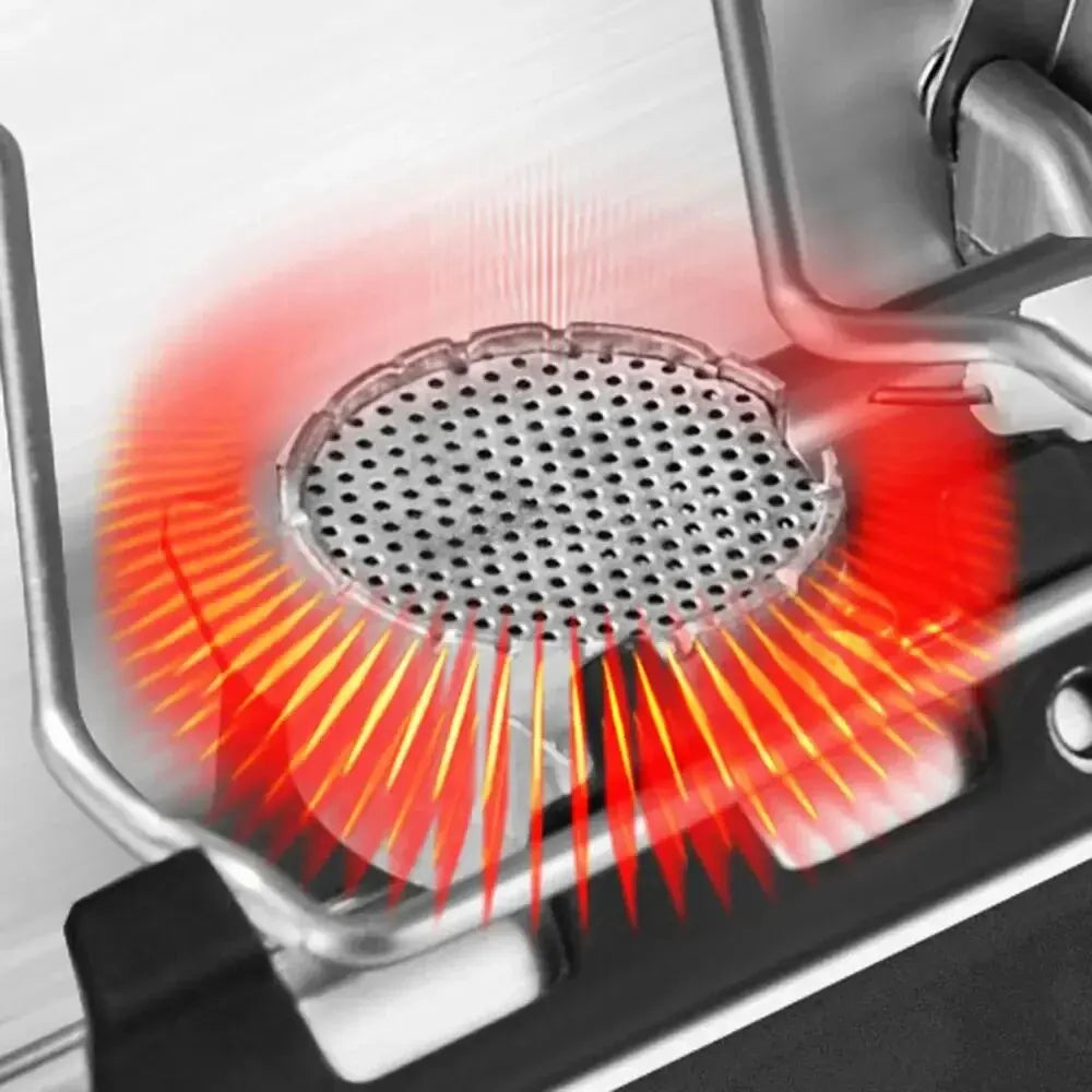 Folding Cassette Stove 2600W: Portable Outdoor Camping Gas Stove, Lightweight Picnic Travel Cooker with Windproof Design - Delicate Leather