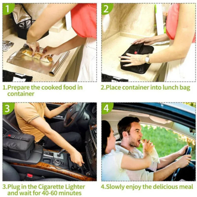 Portable Mini Car Microwave: 12V Electric Oven for Fast Heating, Ideal for Picnics, Travel, Camping, and Food Cooking on the Go - Delicate Leather