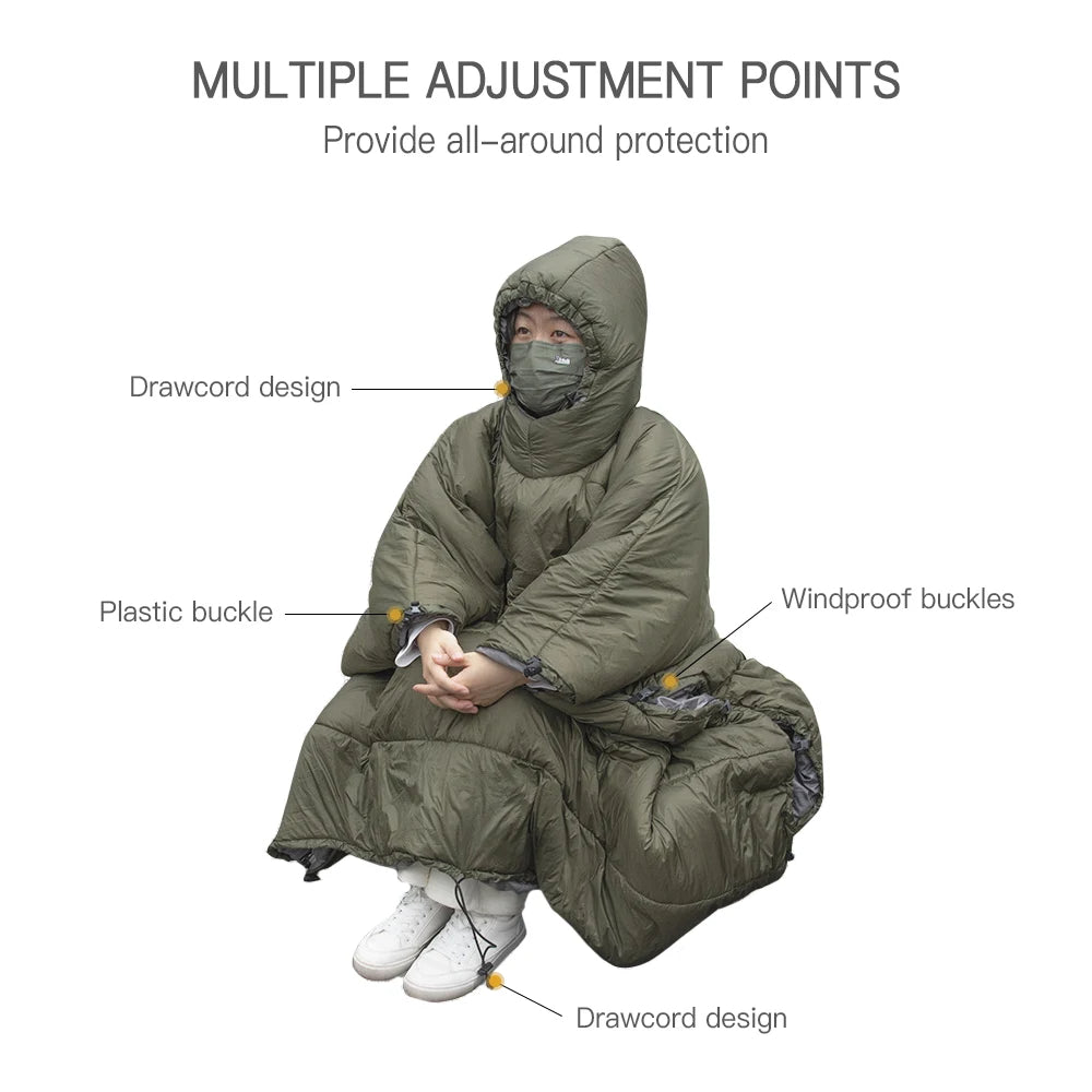 Multifunctional Hammock Underquilt Sleeping Bag Winter Warm Hammock Under Blanket Poncho, Ideal for Camping, Traveling, and Swinging. Includes Convenient Storage Bag - Delicate Leather