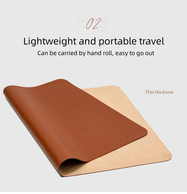 Table Mat Camping Wood Roll Table Mat PU Leather Thicken Waterproof Heat-Resistant Wooden Desk Pad For Outdoor Picnic BBQ - Delicate Leather