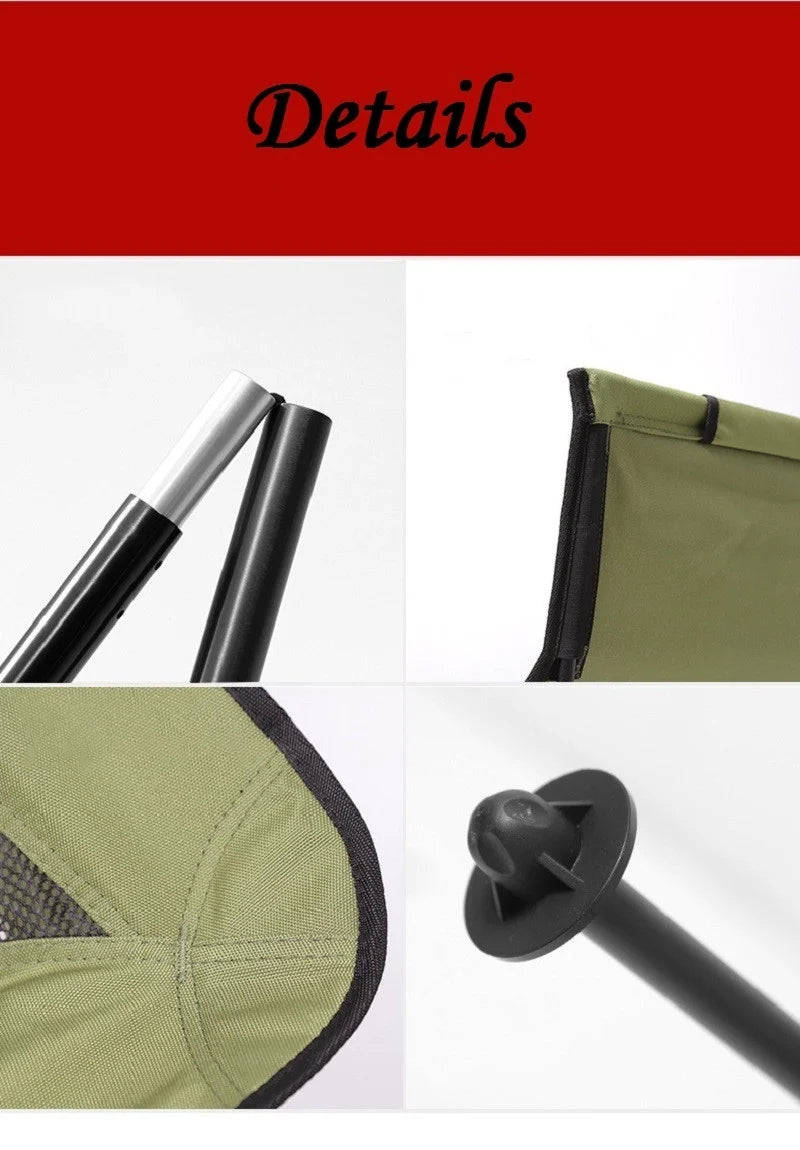 Outdoor Folding Moon Chairs: Ultralight Aluminum Alloy Chairs for Fishing, Picnics, BBQs, and Beach Camping, Portable and Leisurely Option for Outdoor Activities - Delicate Leather