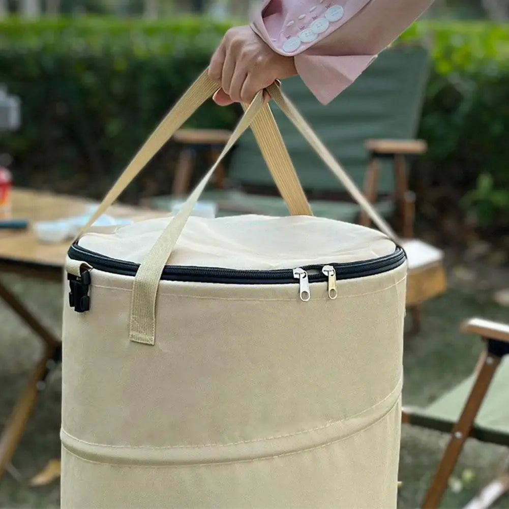 Outdoor Portable Foldable Trash Can Portable Camping Garbage Bin Home Toy Clothing Storage Yard Garden Deciduous Garbage Bag - Delicate Leather
