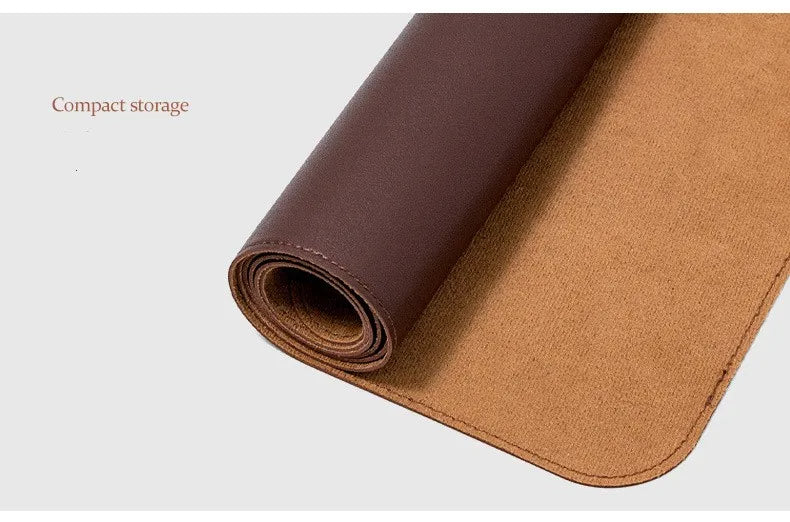 Table Mat Camping Wood Roll Table Mat PU Leather Thicken Waterproof Heat-Resistant Wooden Desk Pad For Outdoor Picnic BBQ - Delicate Leather