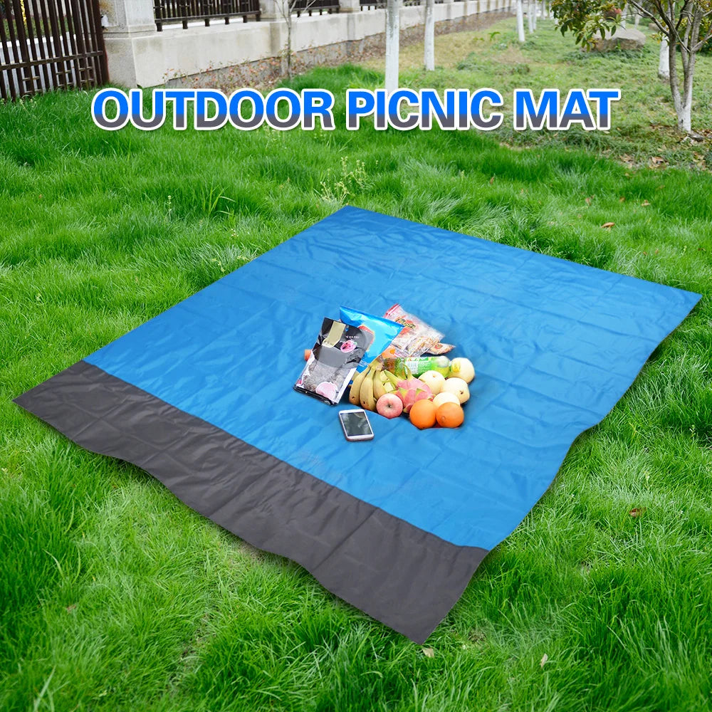 Waterproof Outdoor Beach Blanket Portable Picnic Mat and Camping Ground Mat, Doubles as Sun Shade Tent Tarp. Includes Storage Sack for Convenient Sleeping Gear Tool
