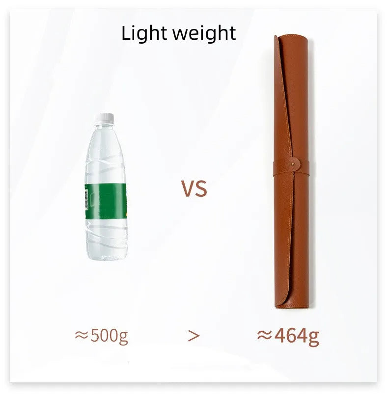 Table Mat Camping Wood Roll Table Mat PU Leather Thicken Waterproof Heat-Resistant Wooden Desk Pad For Outdoor Picnic BBQ - Delicate Leather