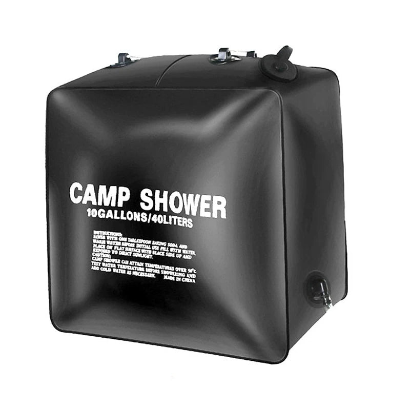 40L Solar Power Fast Heating Camping Shower Bag: Portable Water Storage Bag for Camping, Fishing, Hiking, and Bathing, Includes Shower Head for Convenient Outdoor Use - Delicate Leather