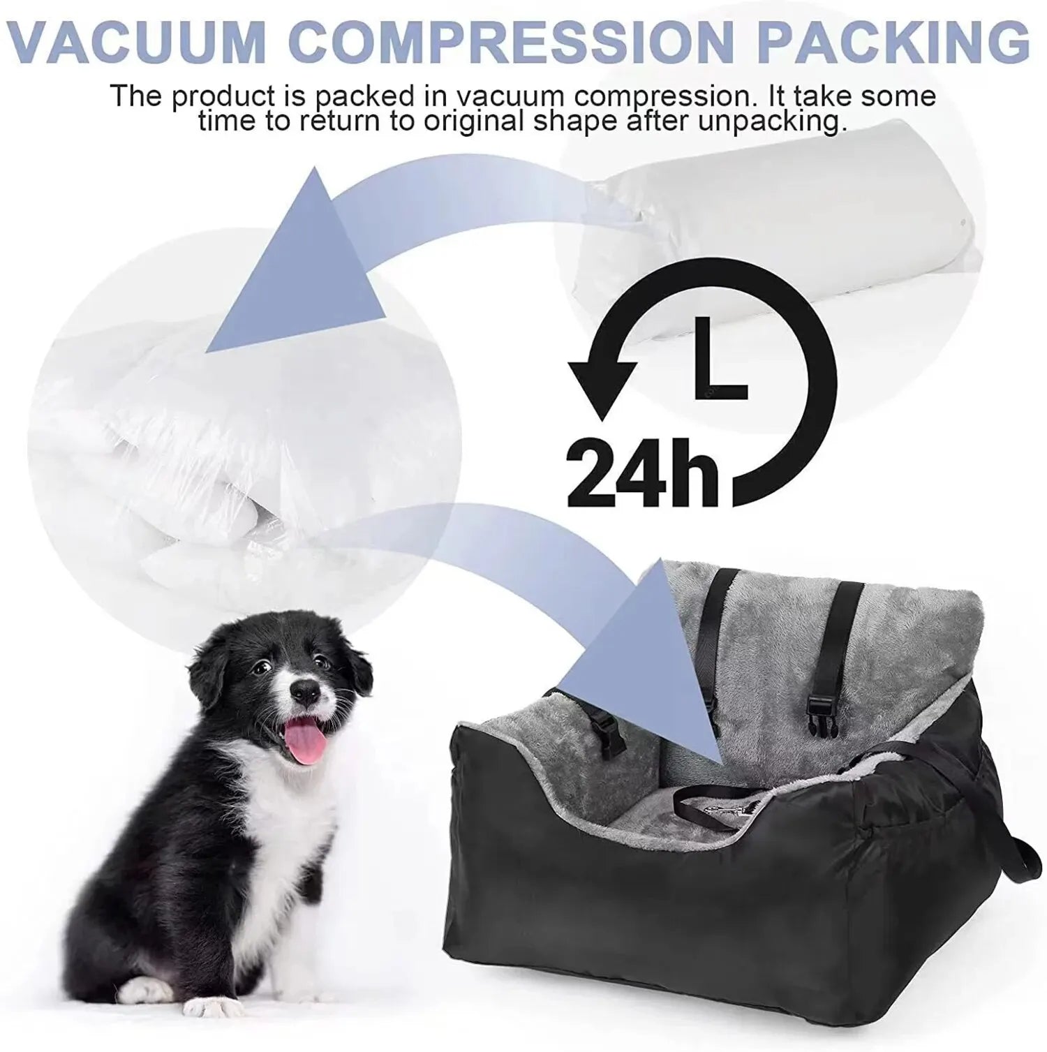 Dog Car Seat with Seat Belt Washable Dog Booster Seat for Small Dogs, Anti-Slip Travel Pet Car Bed for Front or Back Seat, Adjustable Safety Buckle, with Convenient Storage Pockets - Delicate Leather