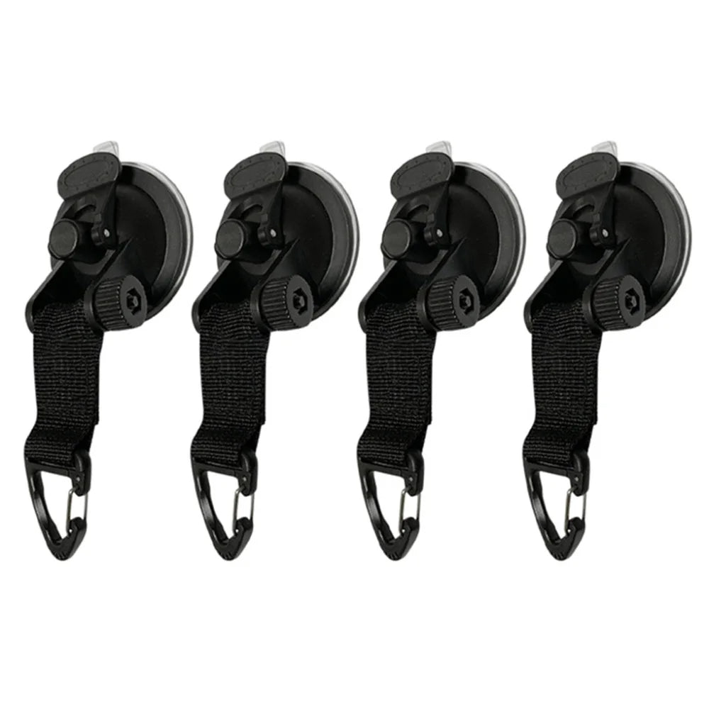 4Pcs Car Truck Tent Suction Cups Buckle: Round and Triangular Anchors for Securing Outdoor Camping Tents and Awnings, Convenient Car Accessories for Safe and Stable Setup - Delicate Leather