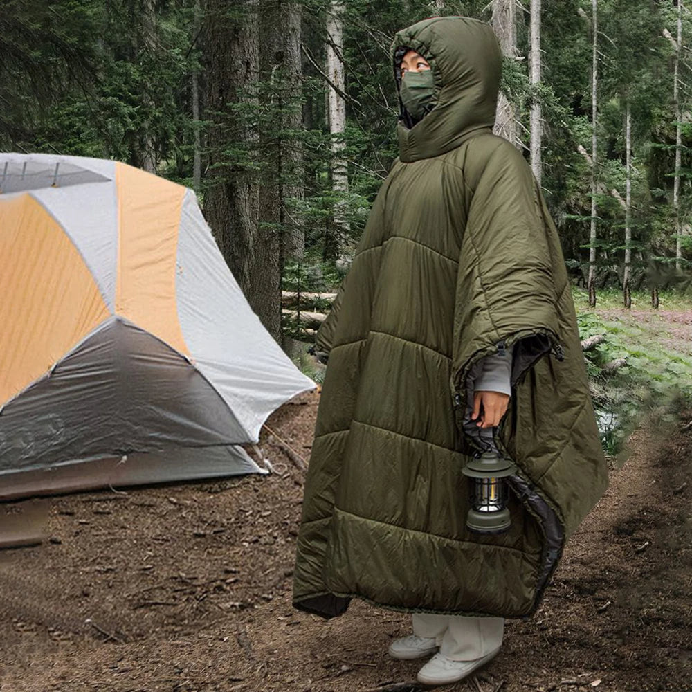 Multifunctional Hammock Underquilt Sleeping Bag Winter Warm Hammock Under Blanket Poncho, Ideal for Camping, Traveling, and Swinging. Includes Convenient Storage Bag - Delicate Leather