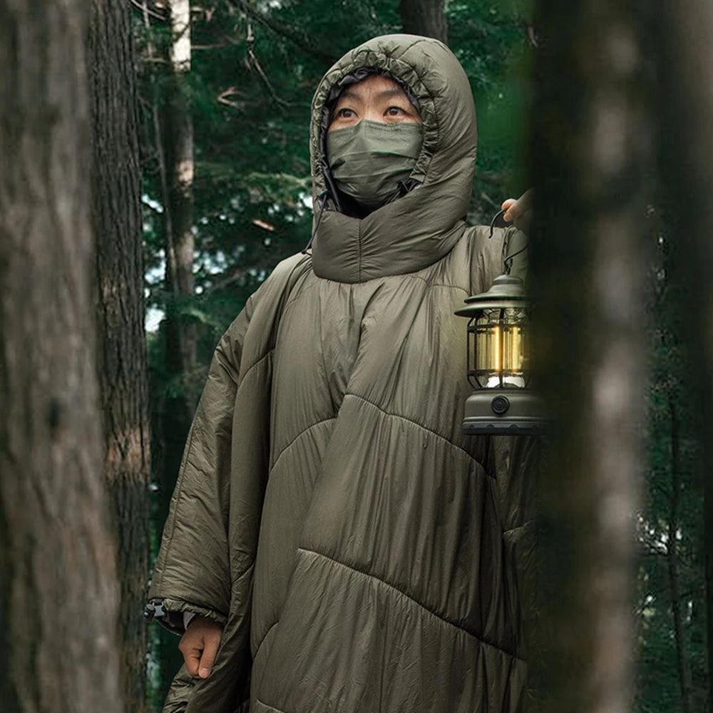 Multifunctional Hammock Underquilt Sleeping Bag Winter Warm Hammock Under Blanket Poncho, Ideal for Camping, Traveling, and Swinging. Includes Convenient Storage Bag - Delicate Leather