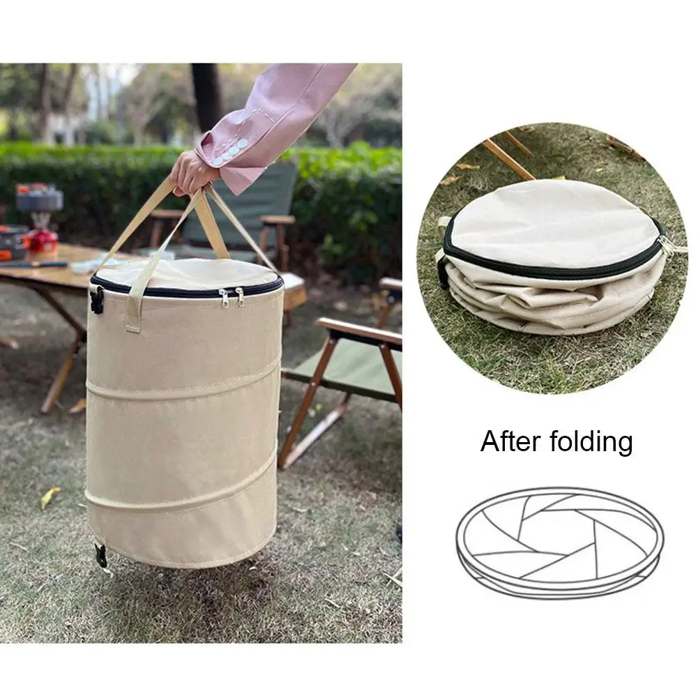 Outdoor Portable Foldable Trash Can Portable Camping Garbage Bin Home Toy Clothing Storage Yard Garden Deciduous Garbage Bag - Delicate Leather