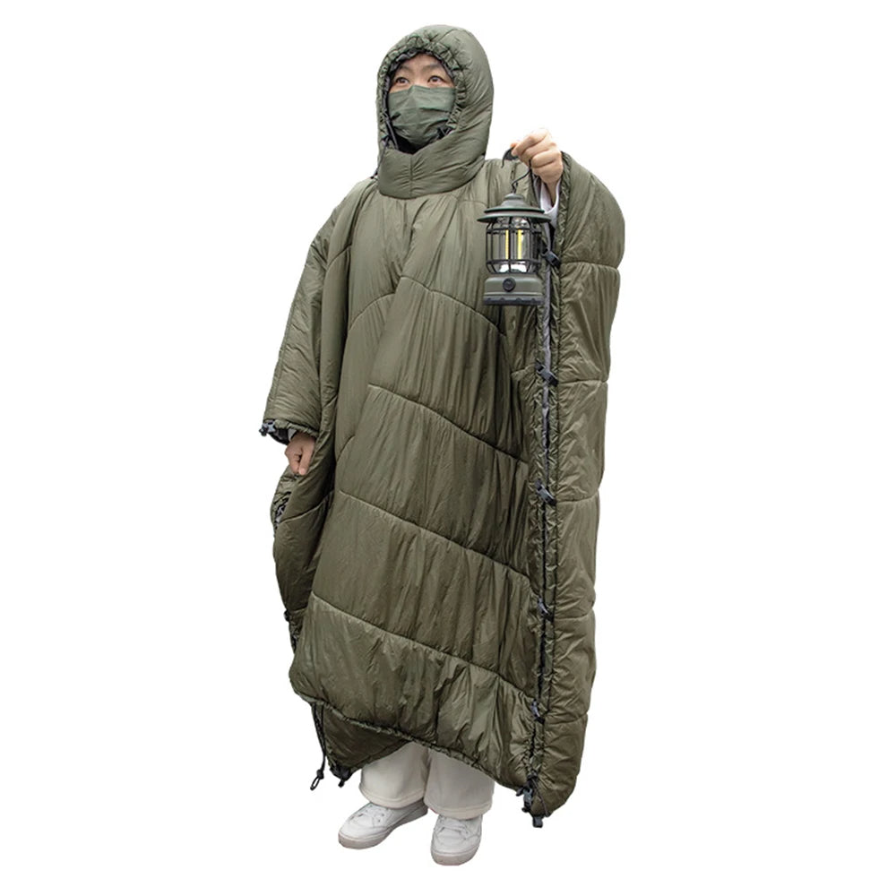 Multifunctional Hammock Underquilt Sleeping Bag Winter Warm Hammock Under Blanket Poncho, Ideal for Camping, Traveling, and Swinging. Includes Convenient Storage Bag - Delicate Leather