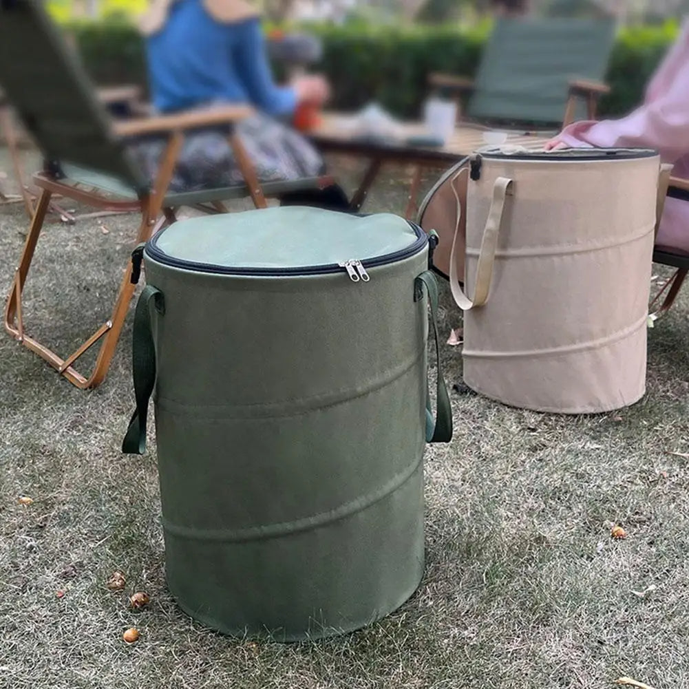 Outdoor Portable Foldable Trash Can Portable Camping Garbage Bin Home Toy Clothing Storage Yard Garden Deciduous Garbage Bag - Delicate Leather