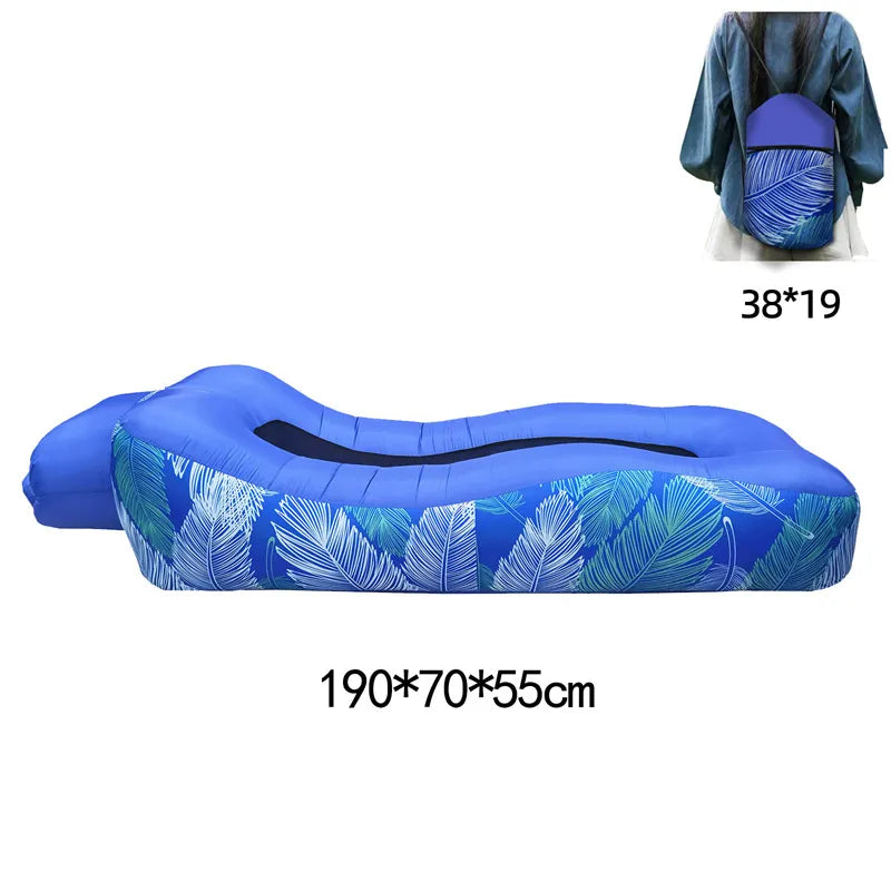 Portable Camping Inflatable Sofa Air Lounger for Outdoor Relaxation, Waterproof and Floating Design Ideal for Beach Lounging and Lazy Days Outdoors - Delicate Leather