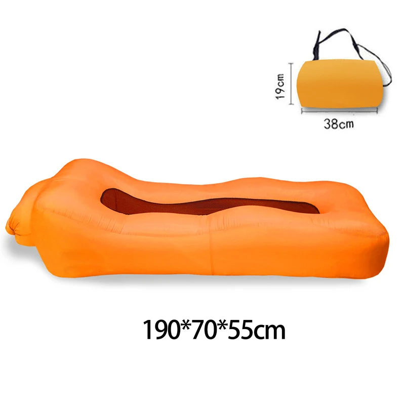 Portable Camping Inflatable Sofa Air Lounger for Outdoor Relaxation, Waterproof and Floating Design Ideal for Beach Lounging and Lazy Days Outdoors - Delicate Leather