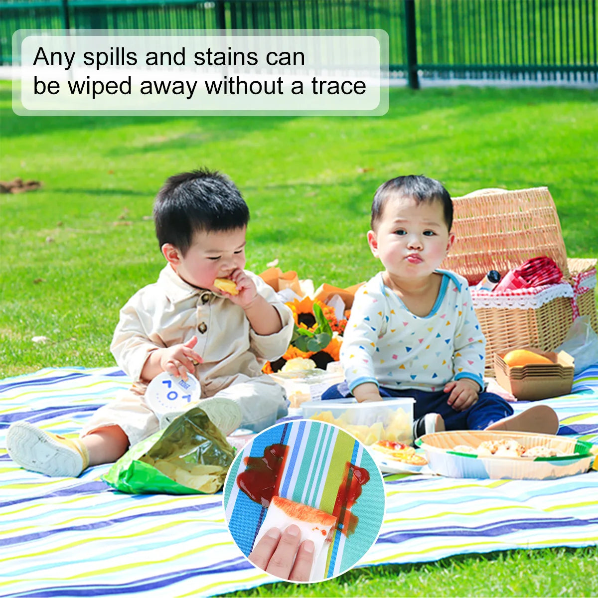 Outdoor Portable Picnic Blanket Waterproof Beach Cushion Mat for Baby Sleeping, Moistureproof Plaid Multiplayer Camping Mat
