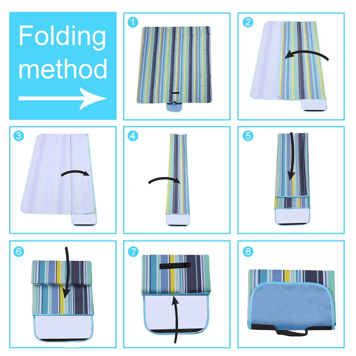 Outdoor Portable Picnic Blanket Waterproof Beach Cushion Mat for Baby Sleeping, Moistureproof Plaid Multiplayer Camping Mat