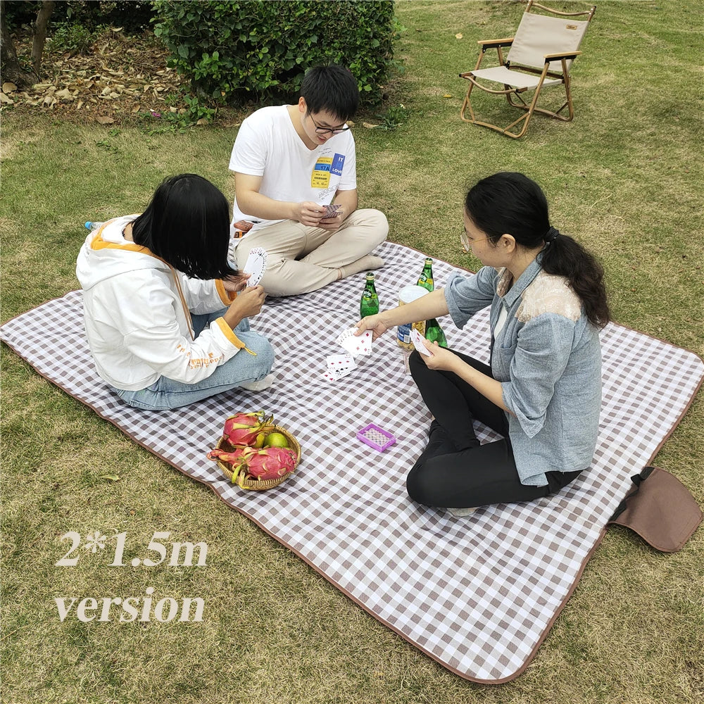 Outdoor Portable Picnic Blanket Waterproof Beach Cushion Mat for Baby Sleeping, Moistureproof Plaid Multiplayer Camping Mat
