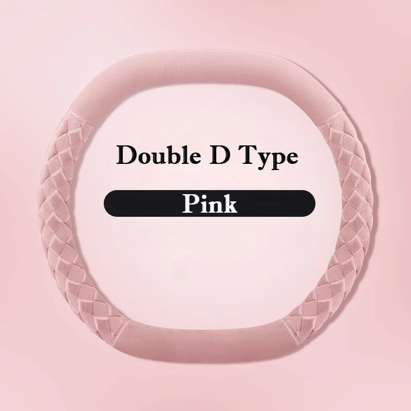 Soft Suede Steering Wheel Cover – Universal 38cm Winter Warm Non-Slip Car Handle Wrap Interior Accessories - Delicate Leather