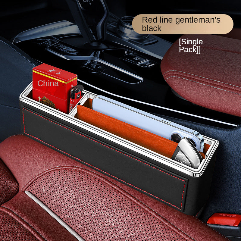 Car Seat Organizer Crevice Storage Box, Car Organizer Gap Slit Filler Holder for Wallet, Phone, and Other Accessories - Delicate Leather