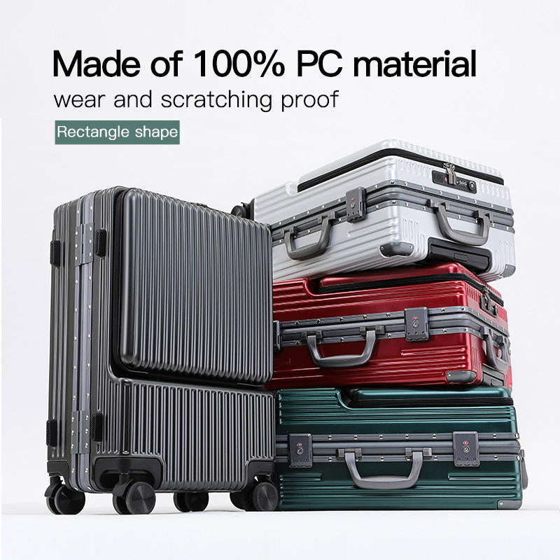 Carry On Luggage Aluminum Suitcase Trolley - Fashionable PC Aluminum Frame Spinner Wheels