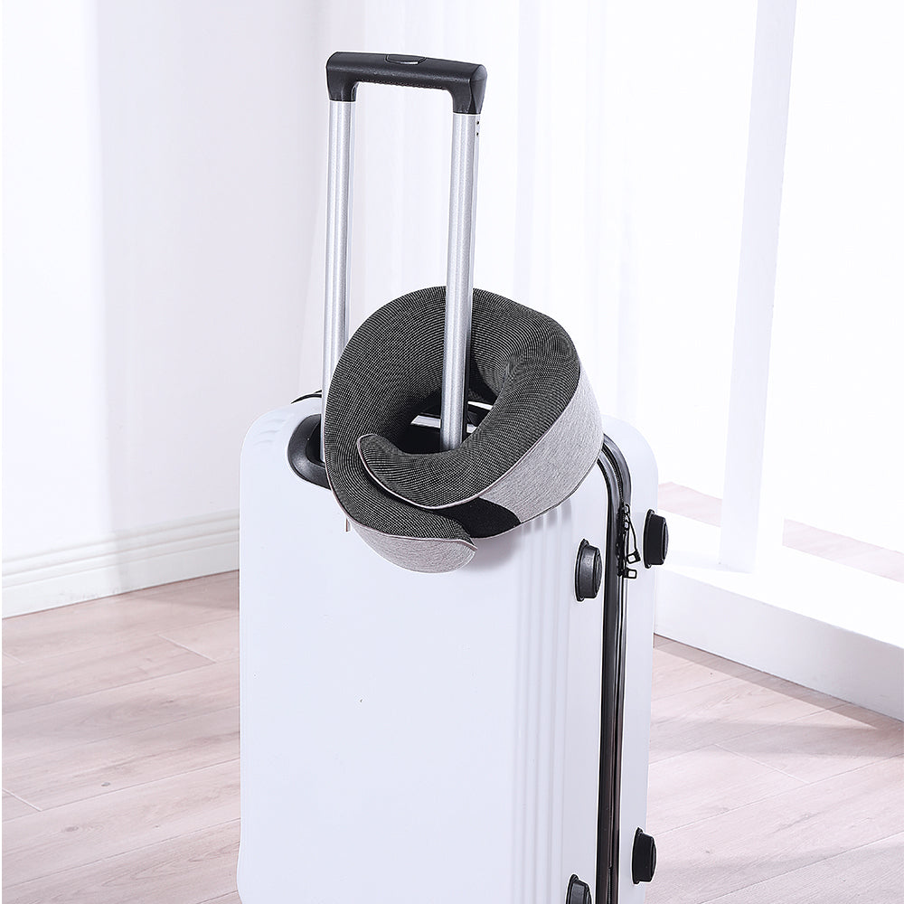 Pure Memory Foam Travel Neck Pillow with 3D Eye Mask – Essential Kit for Car, Airplane, and Sleeping - Delicate Leather