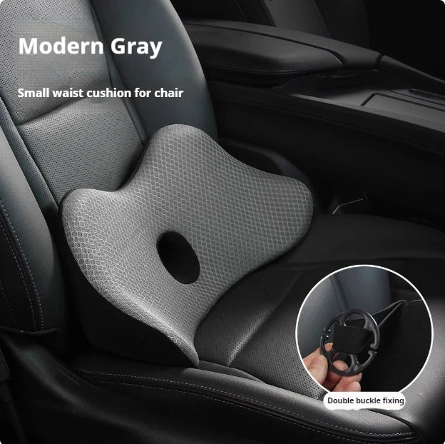 Memory Foam Travel Car Back Cushion – Orthopedic Massage Seat Mat for Car, Office Chair & Nap Pad - Delicate Leather