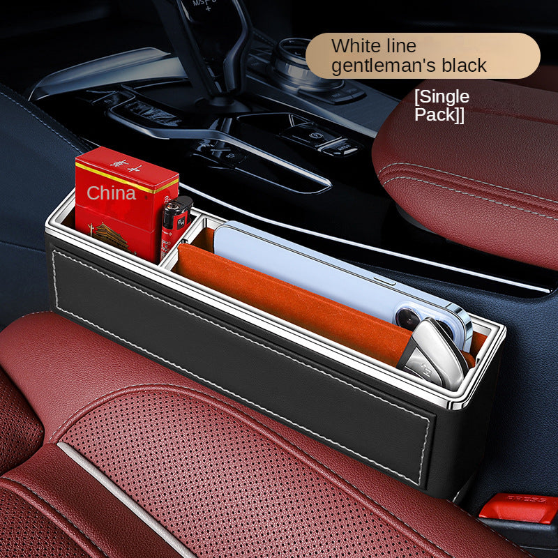 Car Seat Organizer Crevice Storage Box, Car Organizer Gap Slit Filler Holder for Wallet, Phone, and Other Accessories - Delicate Leather