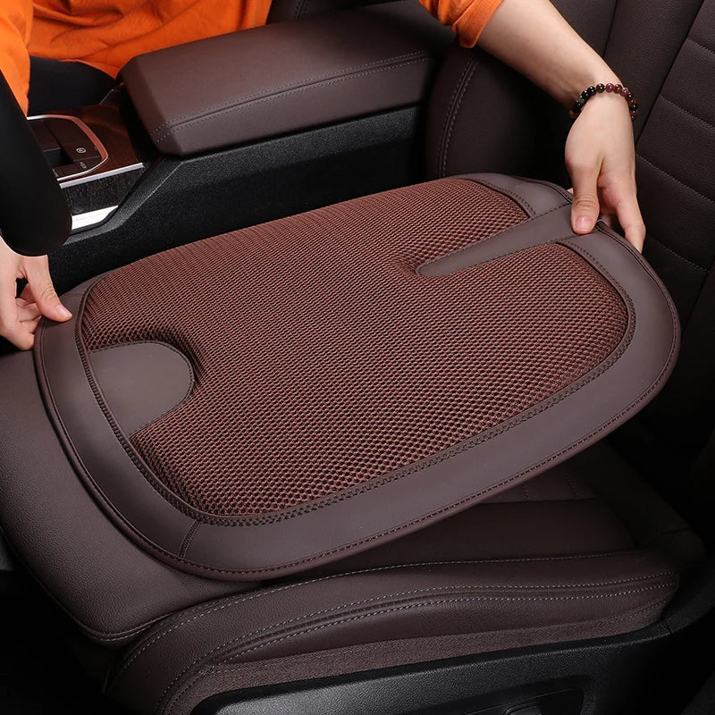 Universal Breathable Car Seat Cushion Protector - Cooling Ice Silk Front Seat Mat - Delicate Leather