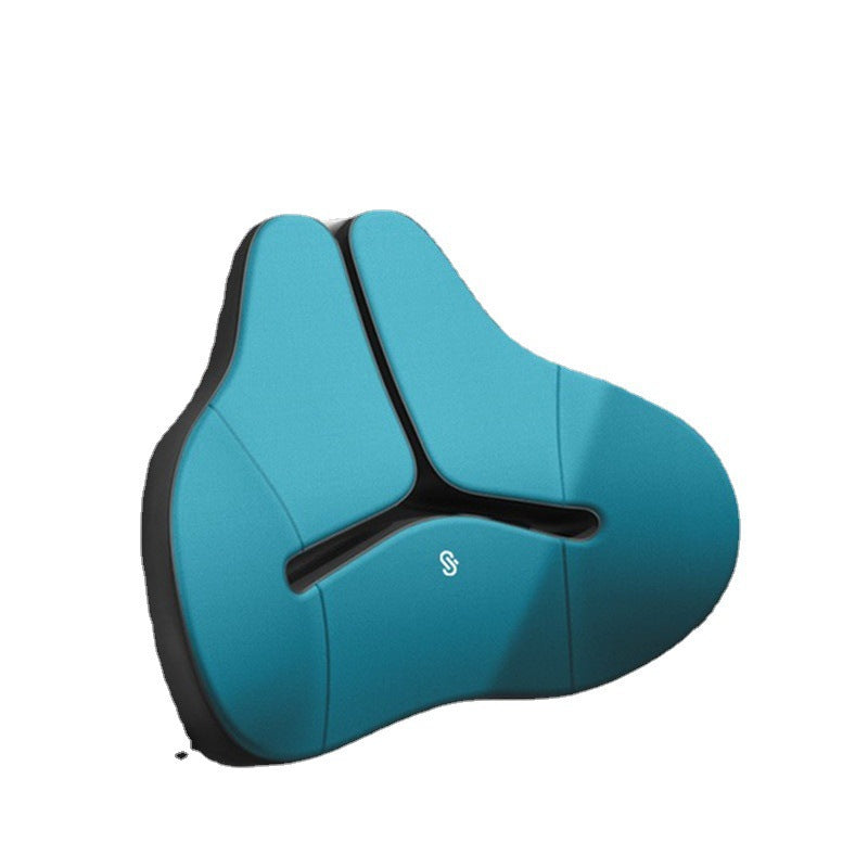 Portable Orthopedic Ergonomic Back Pillow with Gel Lumbar Support for Office Chair, Car, Stadium, and More - Delicate Leather