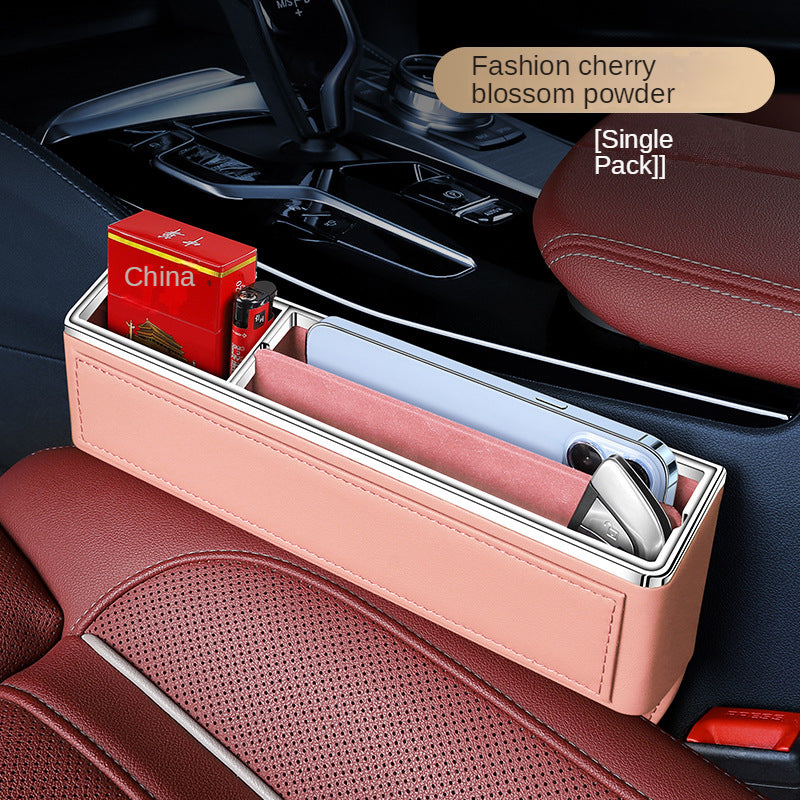 Car Seat Organizer Crevice Storage Box, Car Organizer Gap Slit Filler Holder for Wallet, Phone, and Other Accessories - Delicate Leather