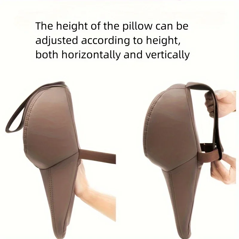 Car Lumbar Support Cushion & Headrest Neck Pillow – Memory Foam, Universal Fit for Cars, Soft and Comfortable - Delicate Leather
