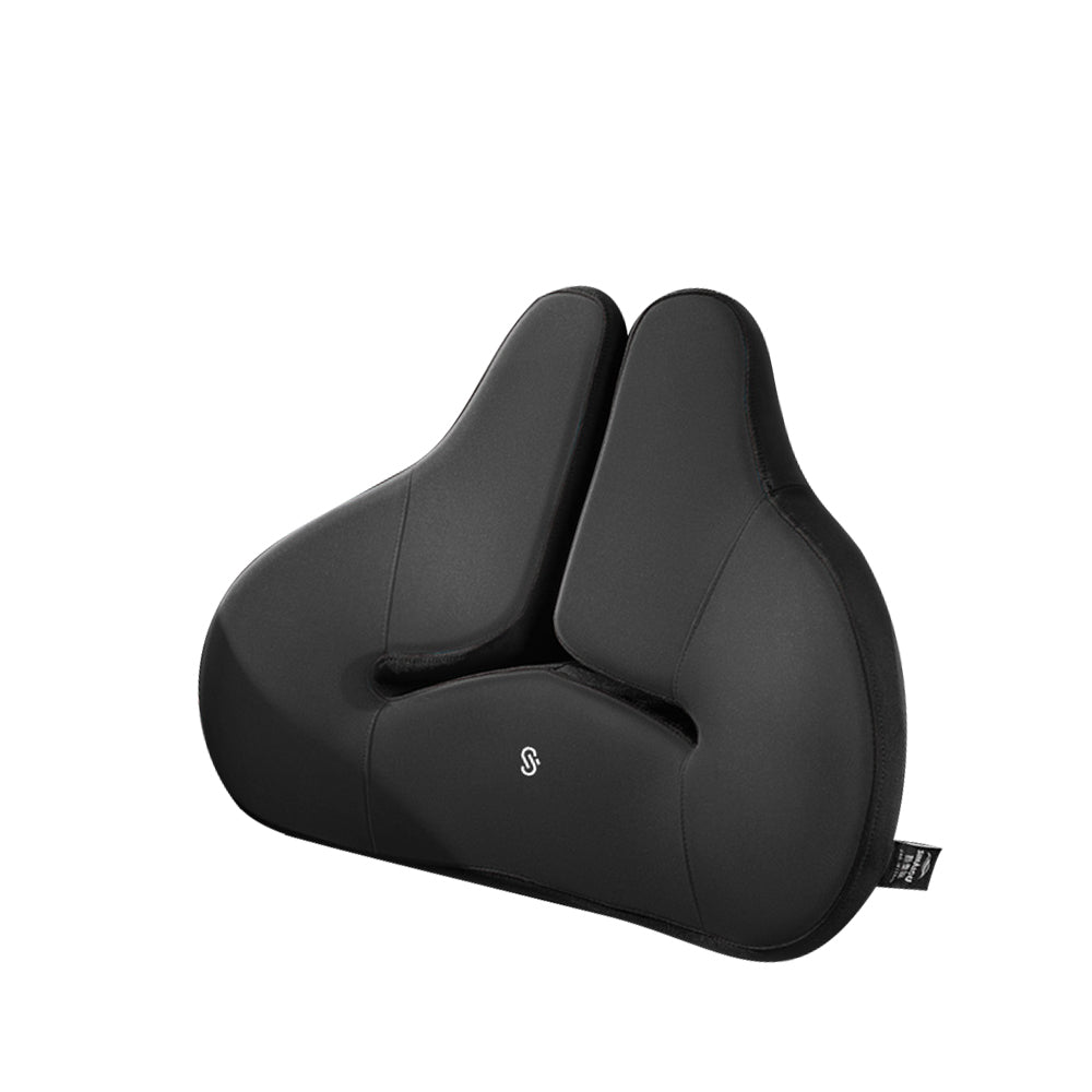 Portable Orthopedic Ergonomic Back Pillow with Gel Lumbar Support for Office Chair, Car, Stadium, and More - Delicate Leather