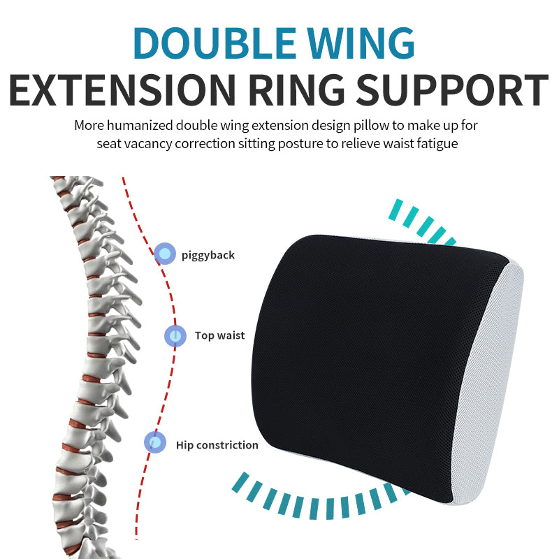 Eco-Friendly Cotton & Memory Foam Lumbar Support Cushion – 4D Breathable Mesh Pillow for Car, Reading, and Bed Rest - Delicate Leather