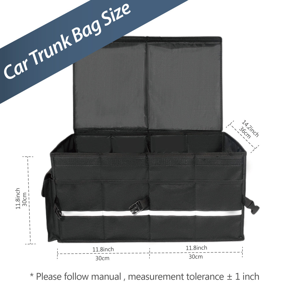 Collapsible Reflective Stripe Expandable Large Capacity Waterproof Car Trunk Organizer With Cover - Delicate Leather