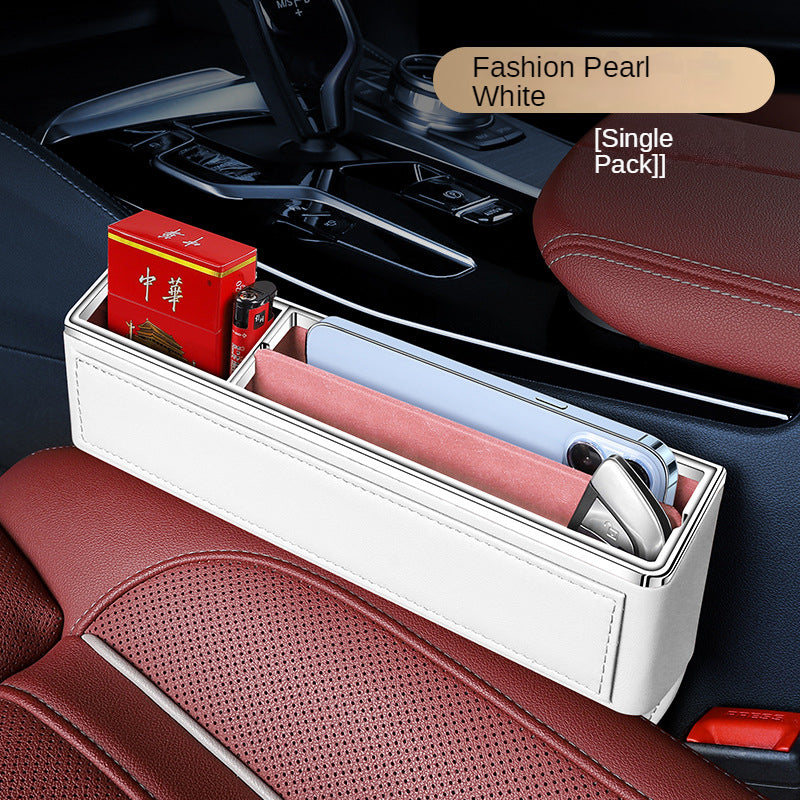 Car Seat Organizer Crevice Storage Box, Car Organizer Gap Slit Filler Holder for Wallet, Phone, and Other Accessories - Delicate Leather