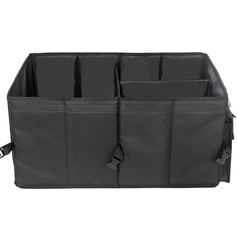 Collapsible Reflective Stripe Expandable Large Capacity Waterproof Car Trunk Organizer With Cover - Delicate Leather