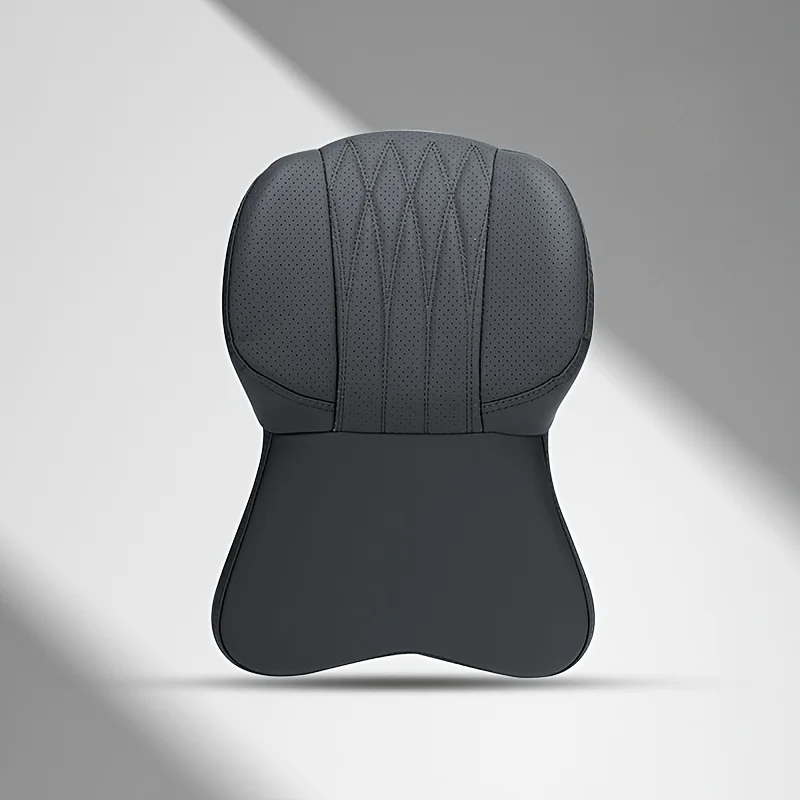 Car Lumbar Support Cushion & Headrest Neck Pillow – Memory Foam, Universal Fit for Cars, Soft and Comfortable - Delicate Leather