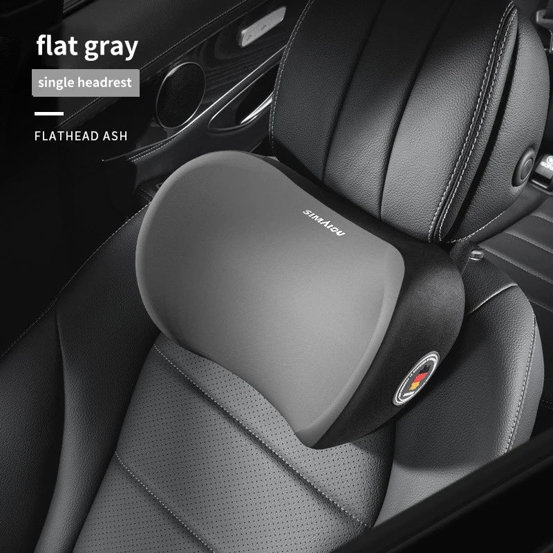 Memory Foam Car Back Cushion and Neck Support Pillow ( 1PCS) - Delicate Leather