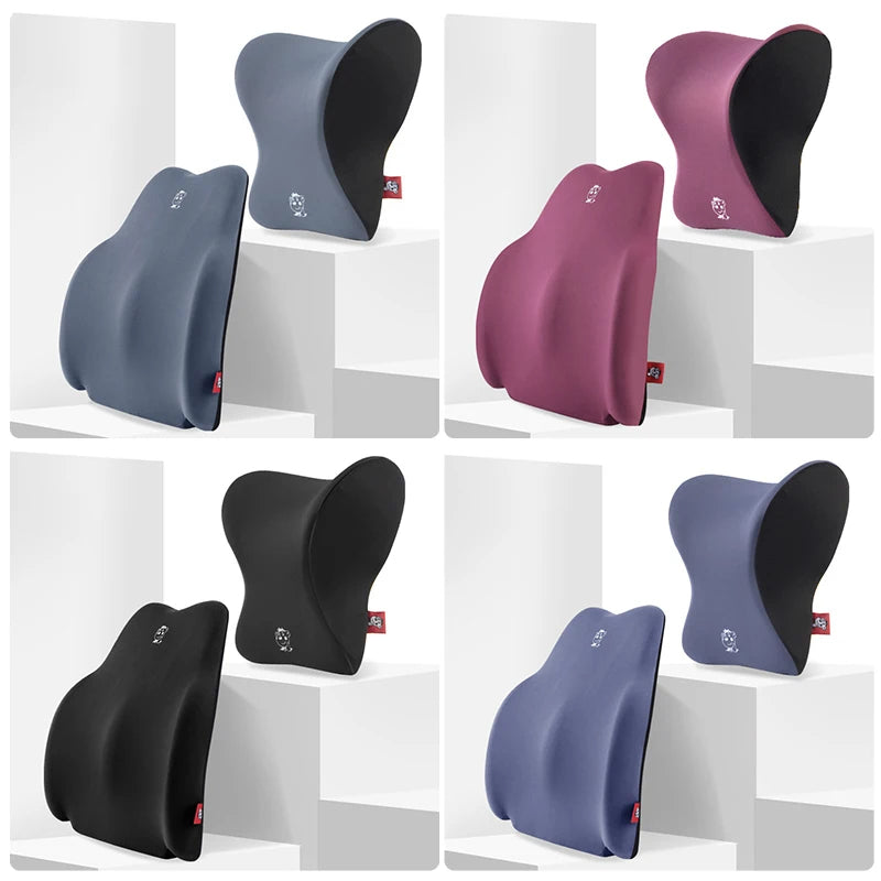 High Density Foam Lumbar Support and Back Support Gel-Infused Viscoelastic PU Orthopedic Chair Memory Foam Office Neck Pillow - Delicate Leather